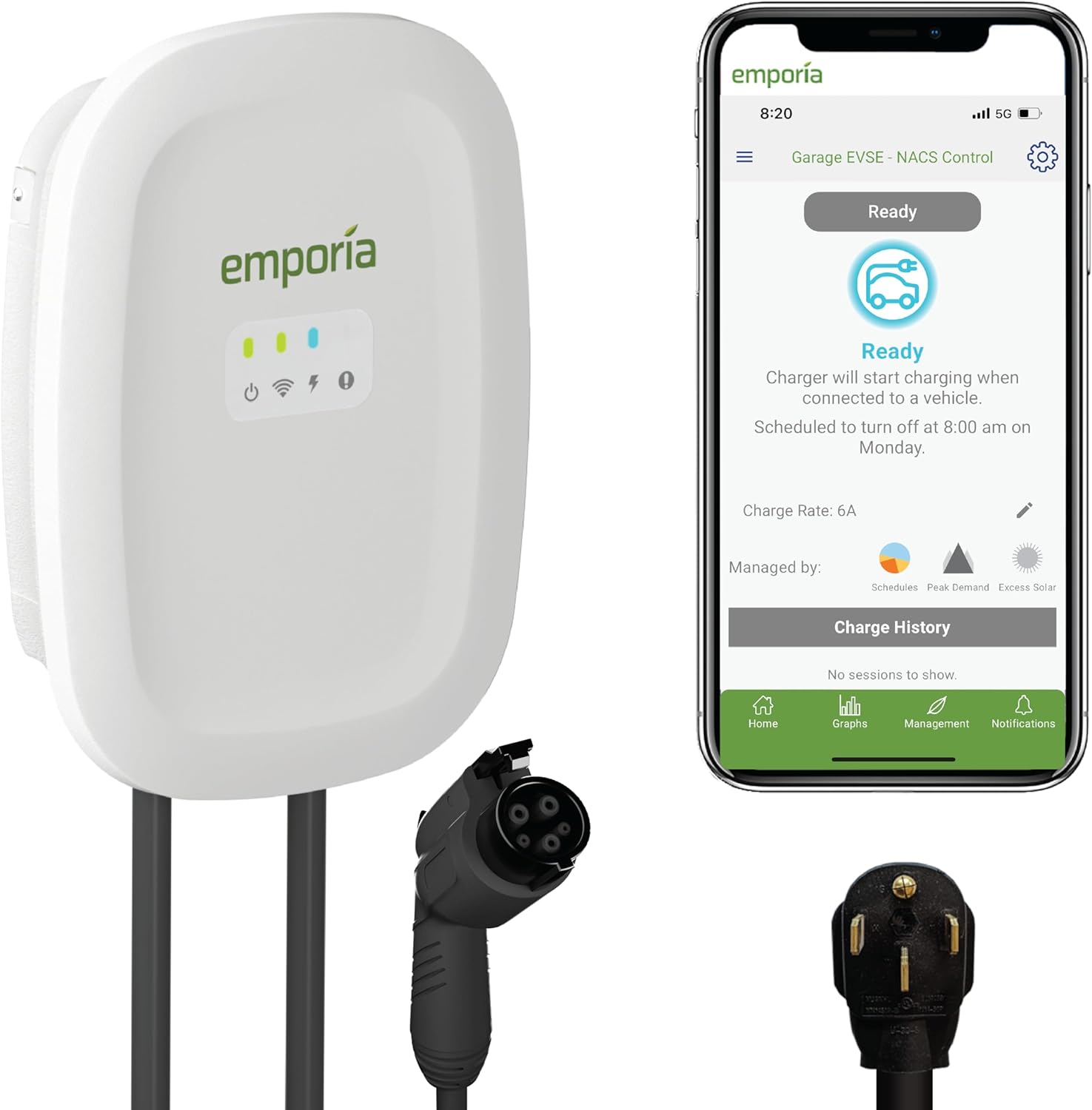 Emporia Smart EVSE - Affordable Level 2 EV Charger with Wi-Fi App Control